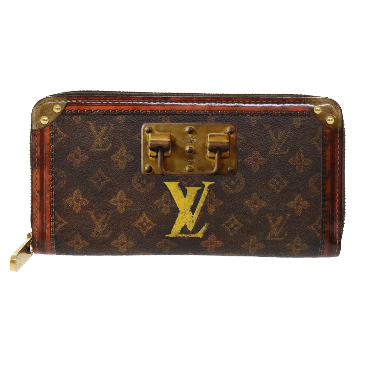 LOUIS VUITTON Monogram Trunk Time Zippy Wallet Long Wallet M52746 LV Auth 45443A