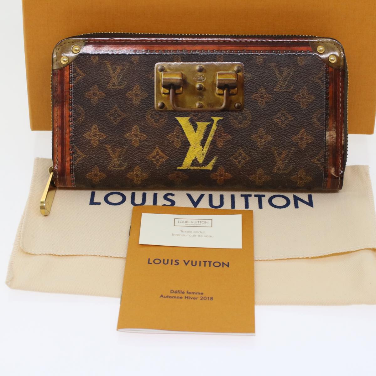 LOUIS VUITTON Monogram Trunk Time Zippy Wallet Long Wallet M52746 LV Auth 45443A