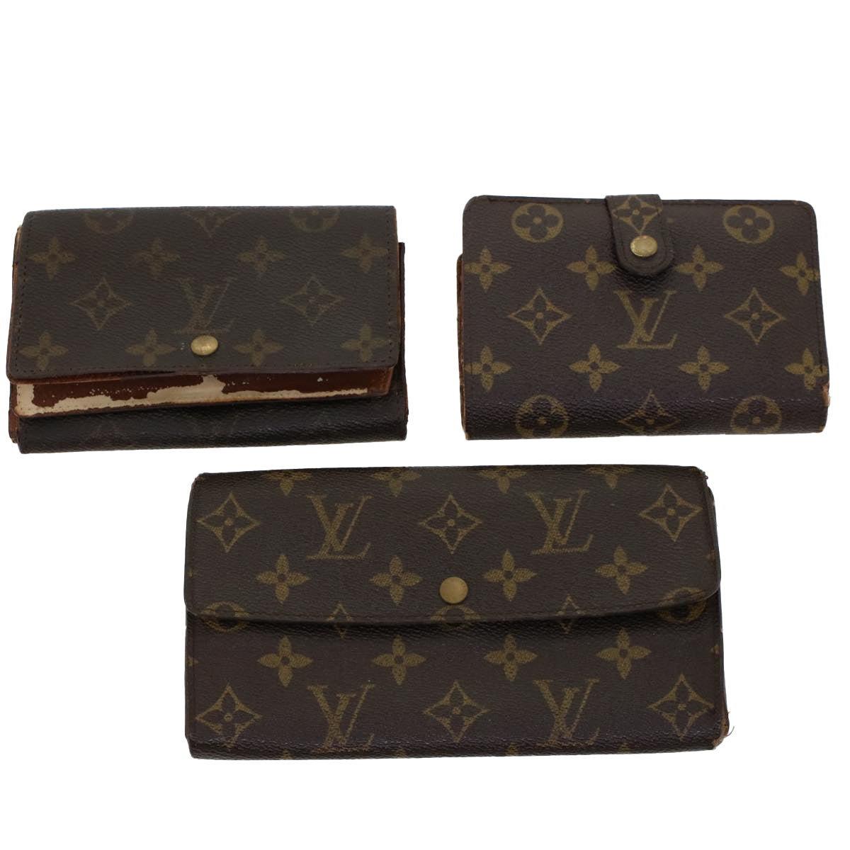 LOUIS VUITTON Monogram Wallet 3Set LV Auth 45620