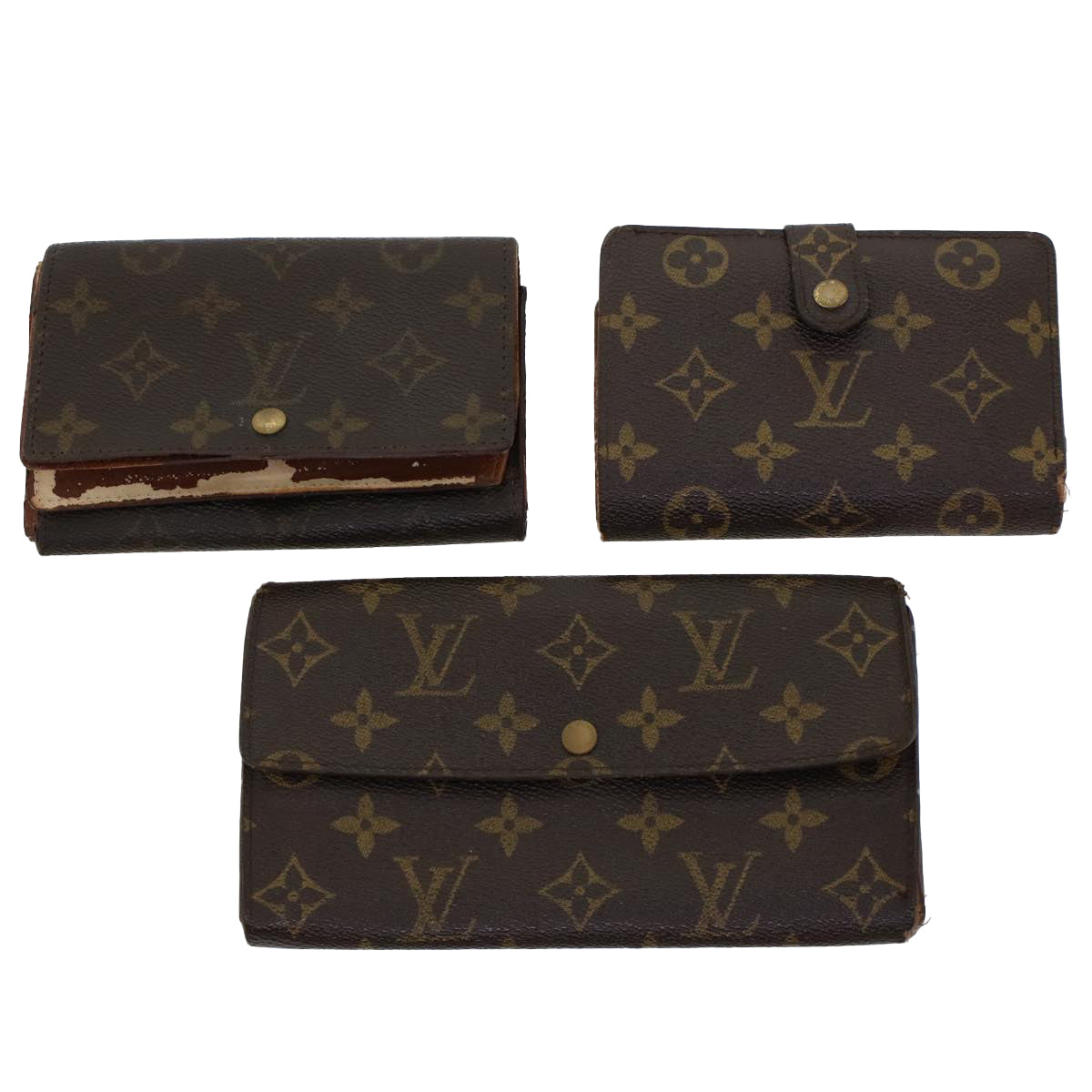 LOUIS VUITTON Monogram Wallet 3Set LV Auth 45620