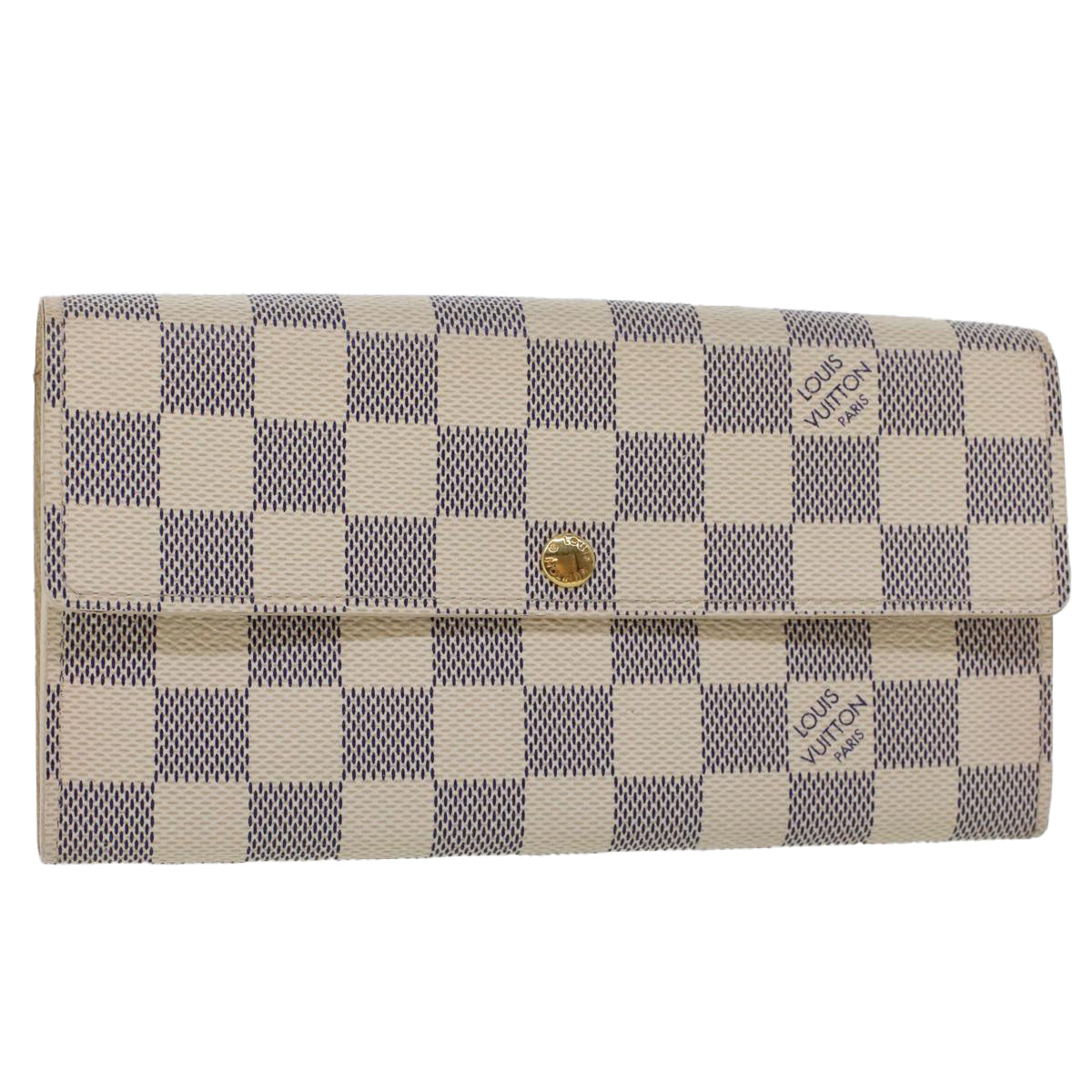 LOUIS VUITTON Damier Azur Portefeuille Sarah Long Wallet N63208 LV Auth 45629