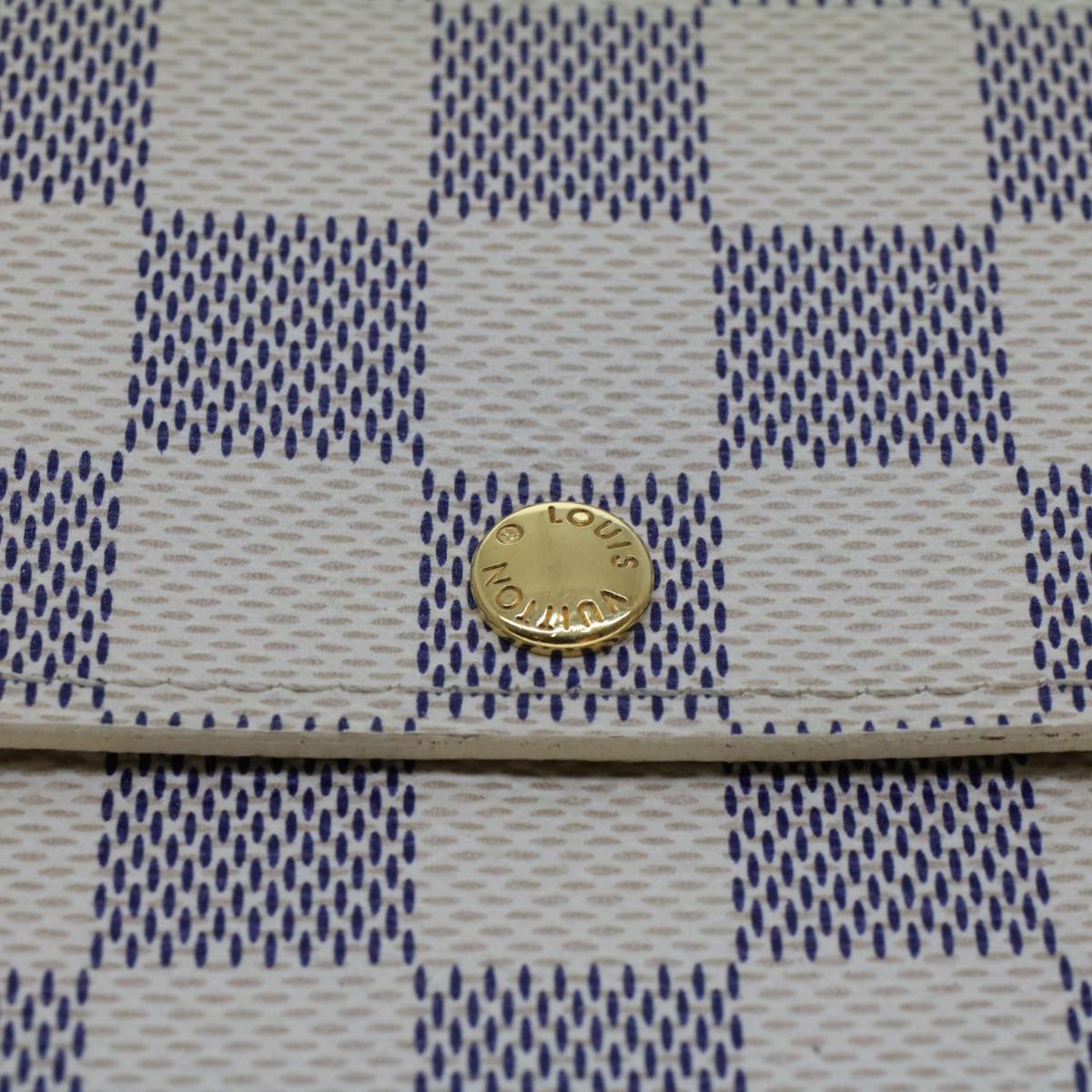 LOUIS VUITTON Damier Azur Portefeuille Sarah Long Wallet N63208 LV Auth 45629