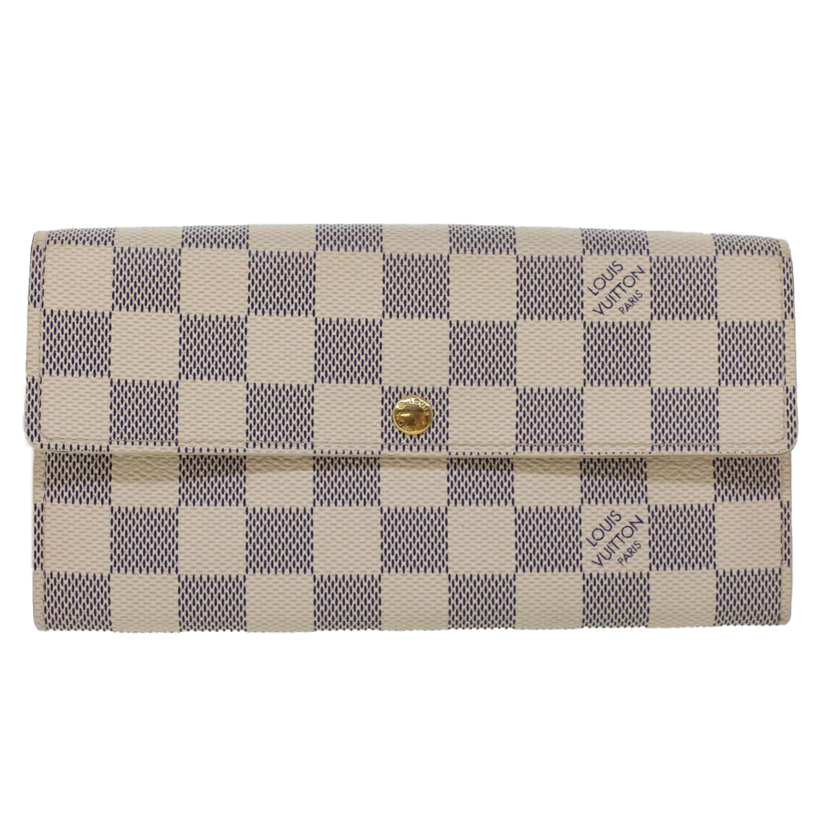 LOUIS VUITTON Damier Azur Portefeuille Sarah Long Wallet N63208 LV Auth 45629