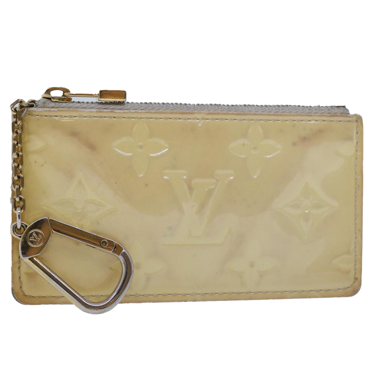 LOUIS VUITTON Monogram Vernis Pochette Cles Coin Purse Pearl M91348 Auth 45743