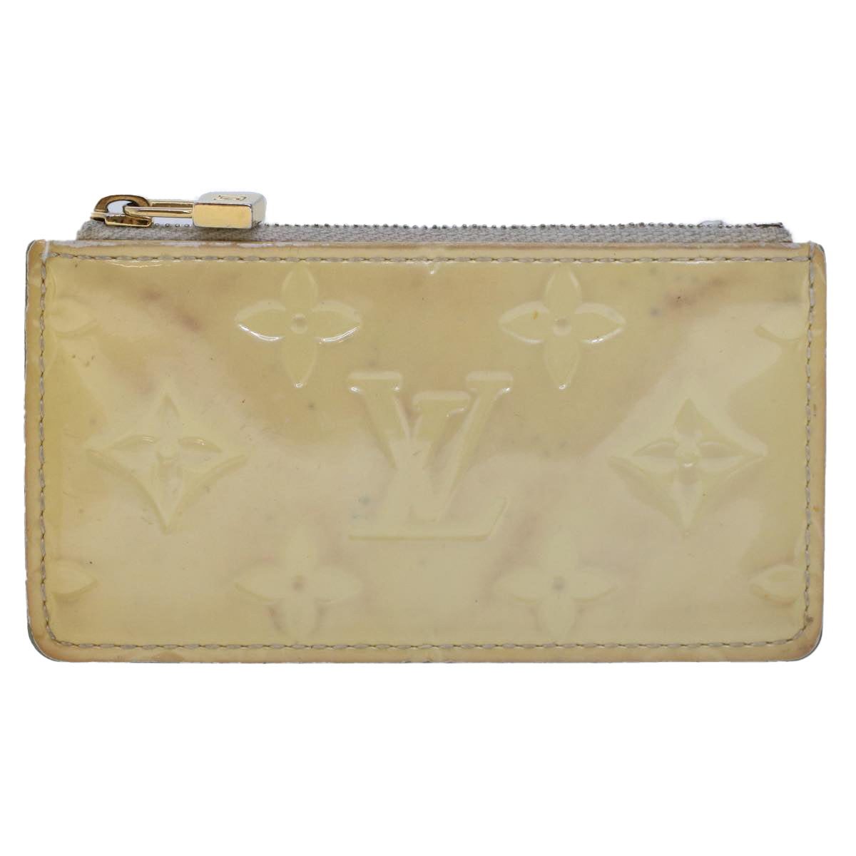 LOUIS VUITTON Monogram Vernis Pochette Cles Coin Purse Pearl M91348 Auth 45743