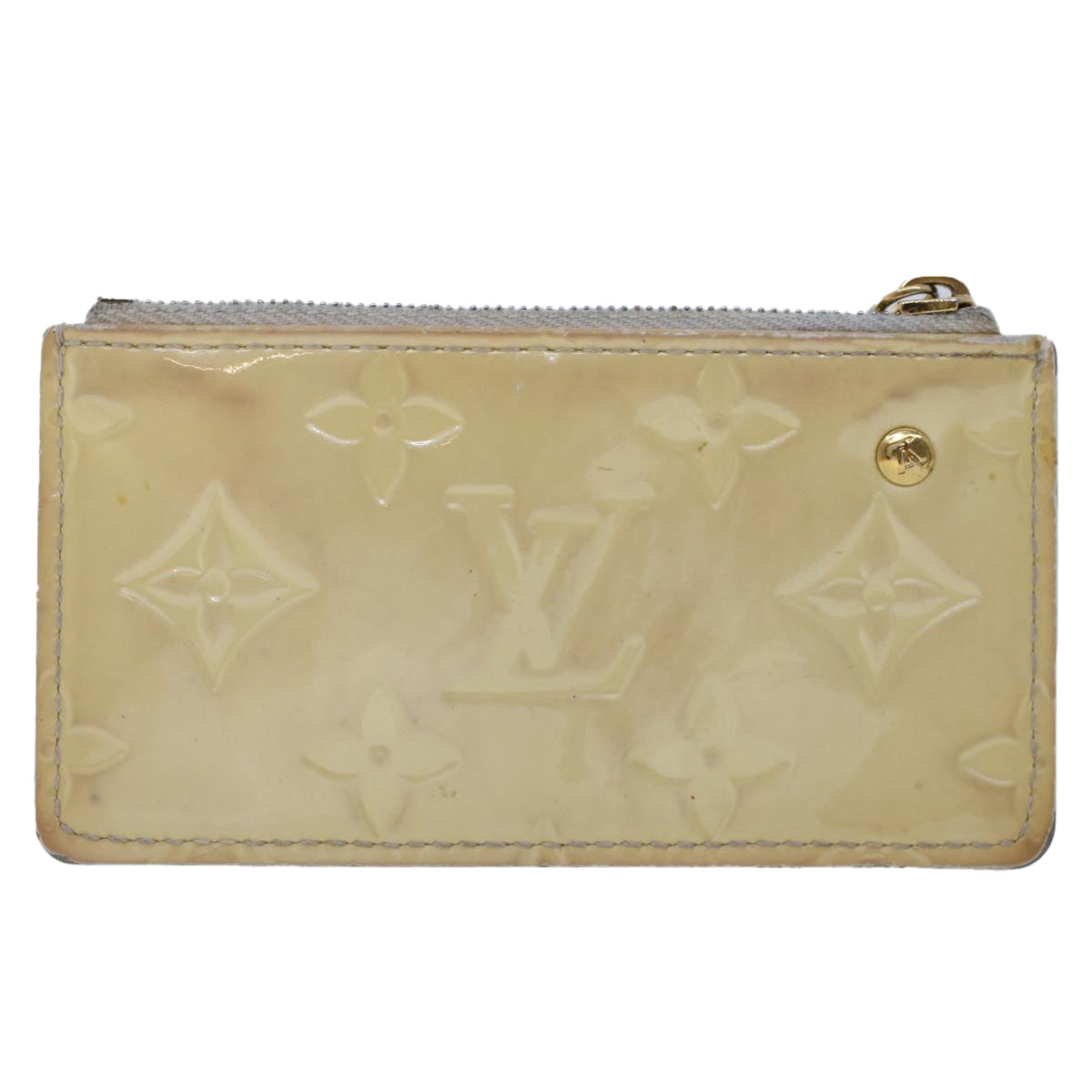 LOUIS VUITTON Monogram Vernis Pochette Cles Coin Purse Pearl M91348 Auth 45743