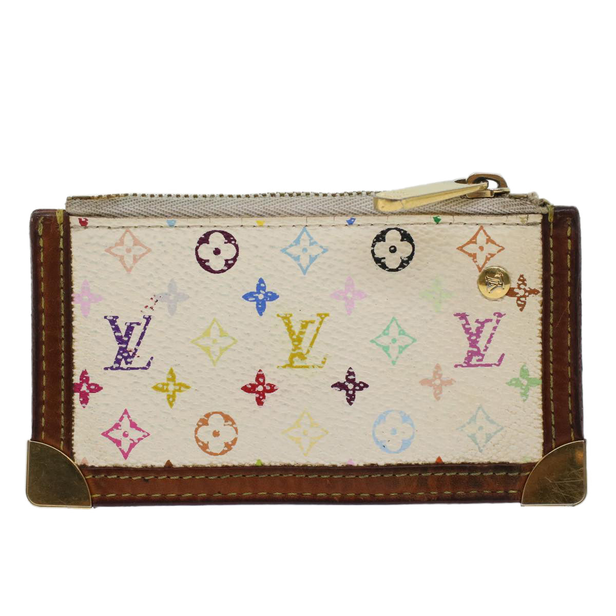 LOUIS VUITTON Monogram Multicolor Pochette Cles Purse White M92655 LV Auth 45773