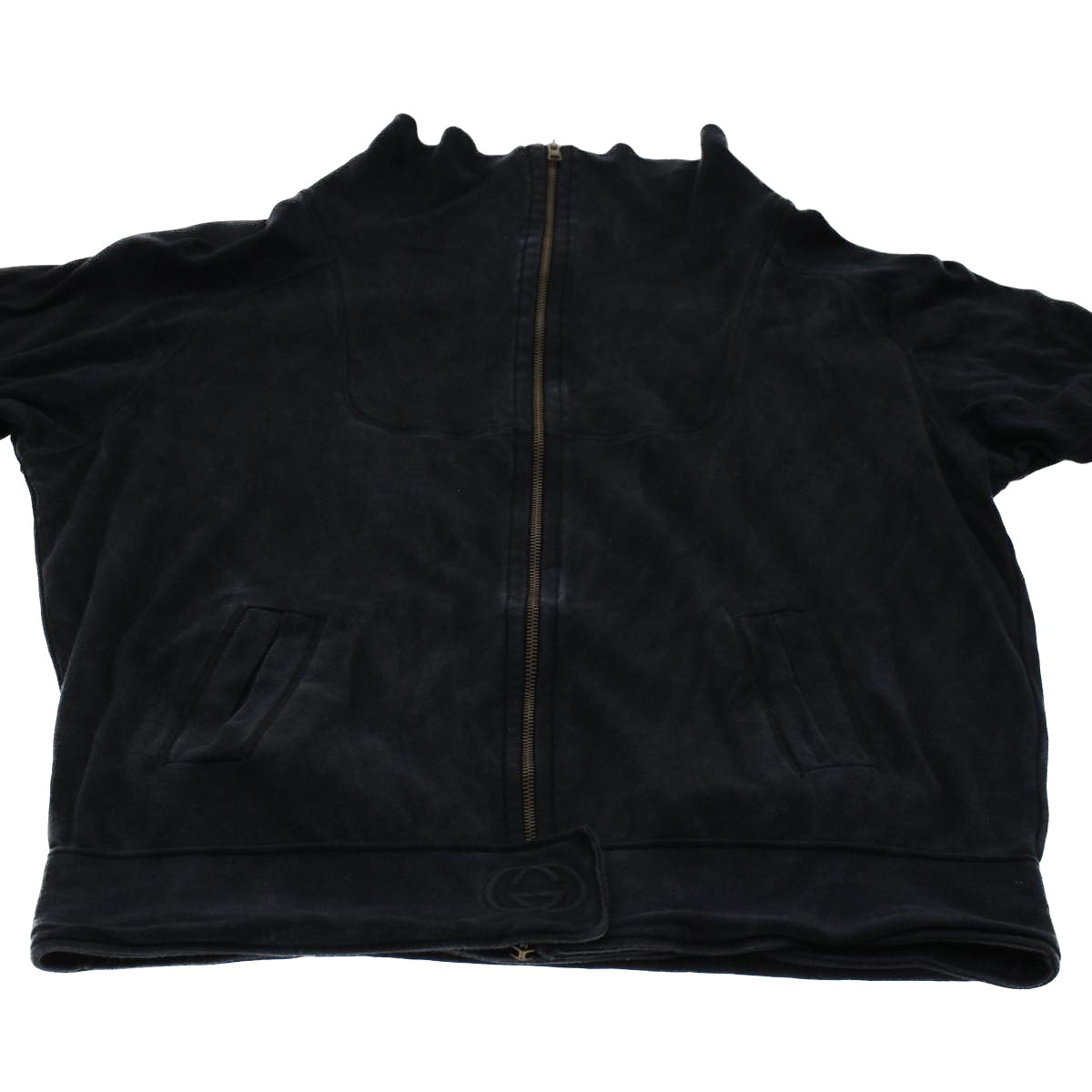 GUCCI Parker Jacket Silk M Black Auth 46186