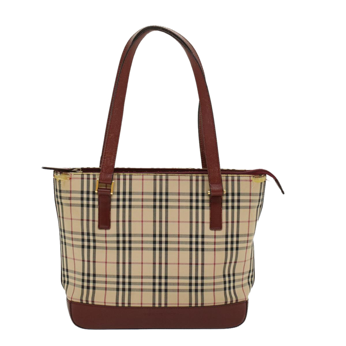 BURBERRY Nova Check Hand Bag Nylon Leather Beige Auth 46310