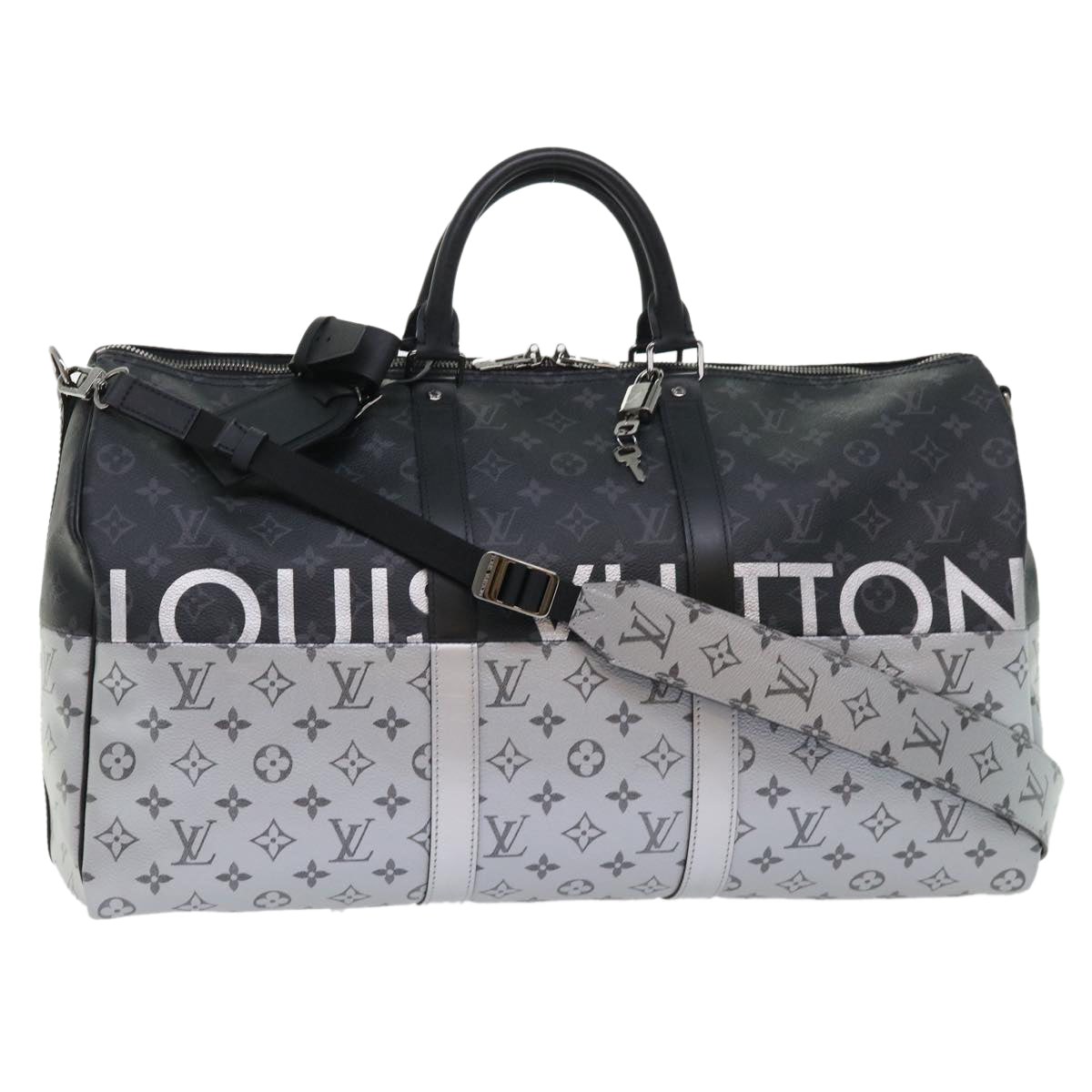 LOUIS VUITTON Eclipse Split Keepall Bandouliere 50 Boston Bag M43817 Auth 46325A