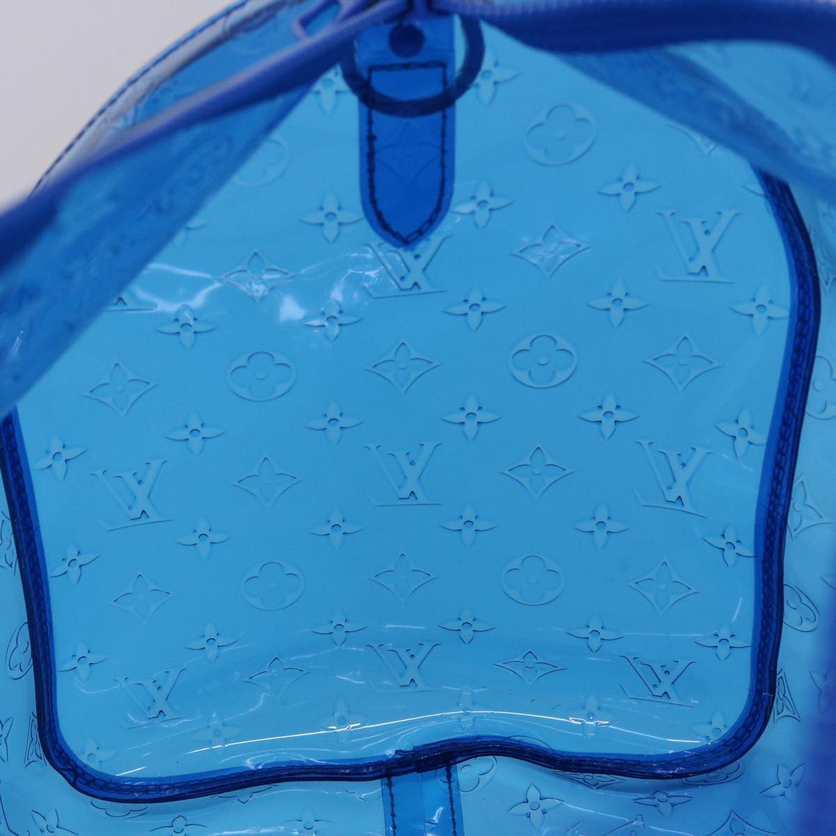 LOUIS VUITTON Monogram Vinyl Keepall Bandouliere 50 Bag Blue M53272 Auth 46351A