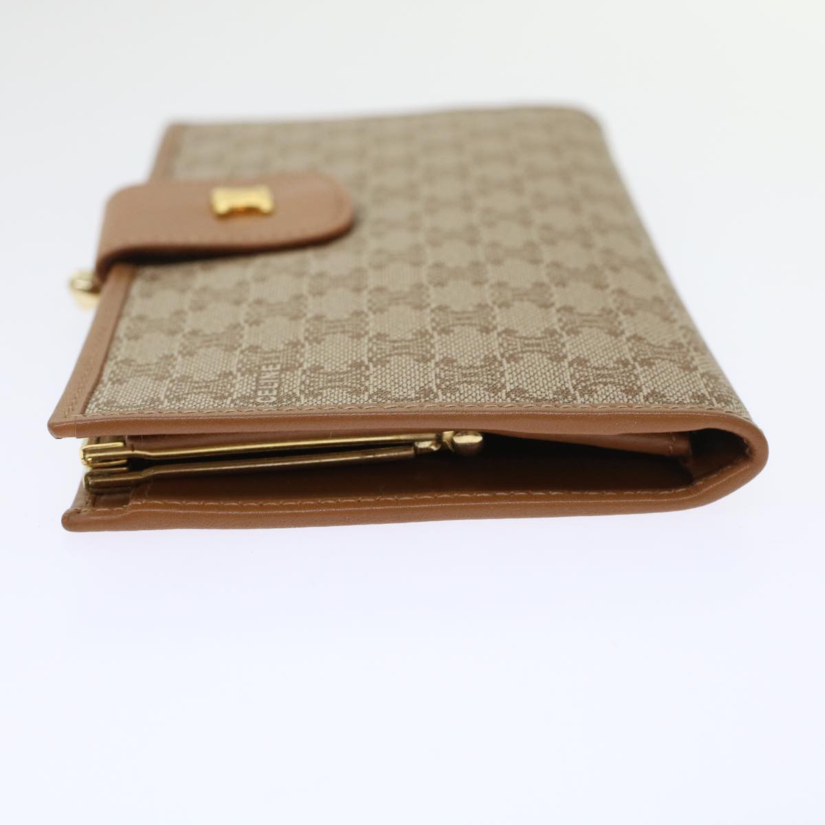 CELINE Macadam Canvas Long Wallet Beige Auth 46361