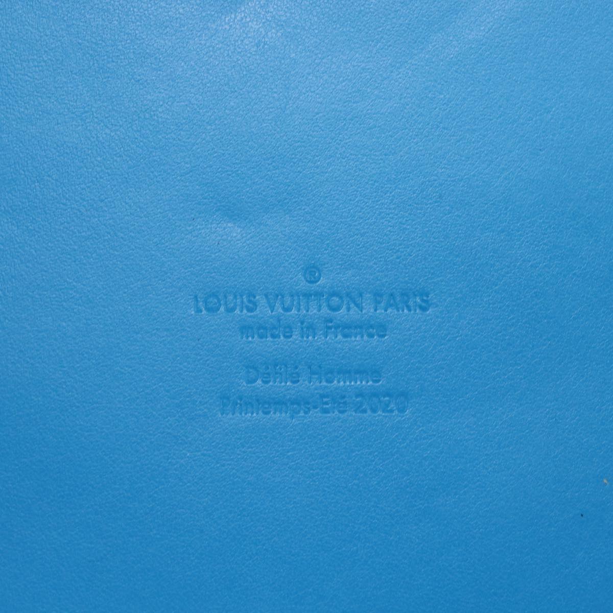LOUIS VUITTON Monogram Mesh Keepall Triangle 50 Bag Blue M45048 LV Auth 46405S