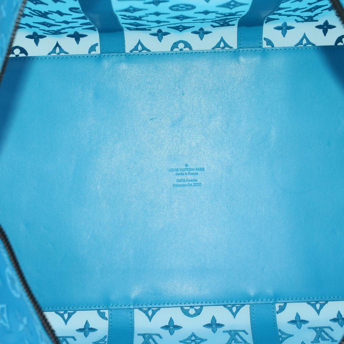 LOUIS VUITTON Monogram Mesh Keepall Triangle 50 Bag Blue M45048 LV Auth 46405S