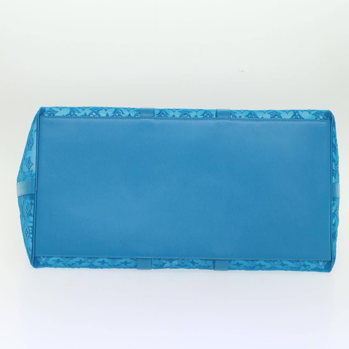 LOUIS VUITTON Monogram Mesh Keepall Triangle 50 Bag Blue M45048 LV Auth 46405S