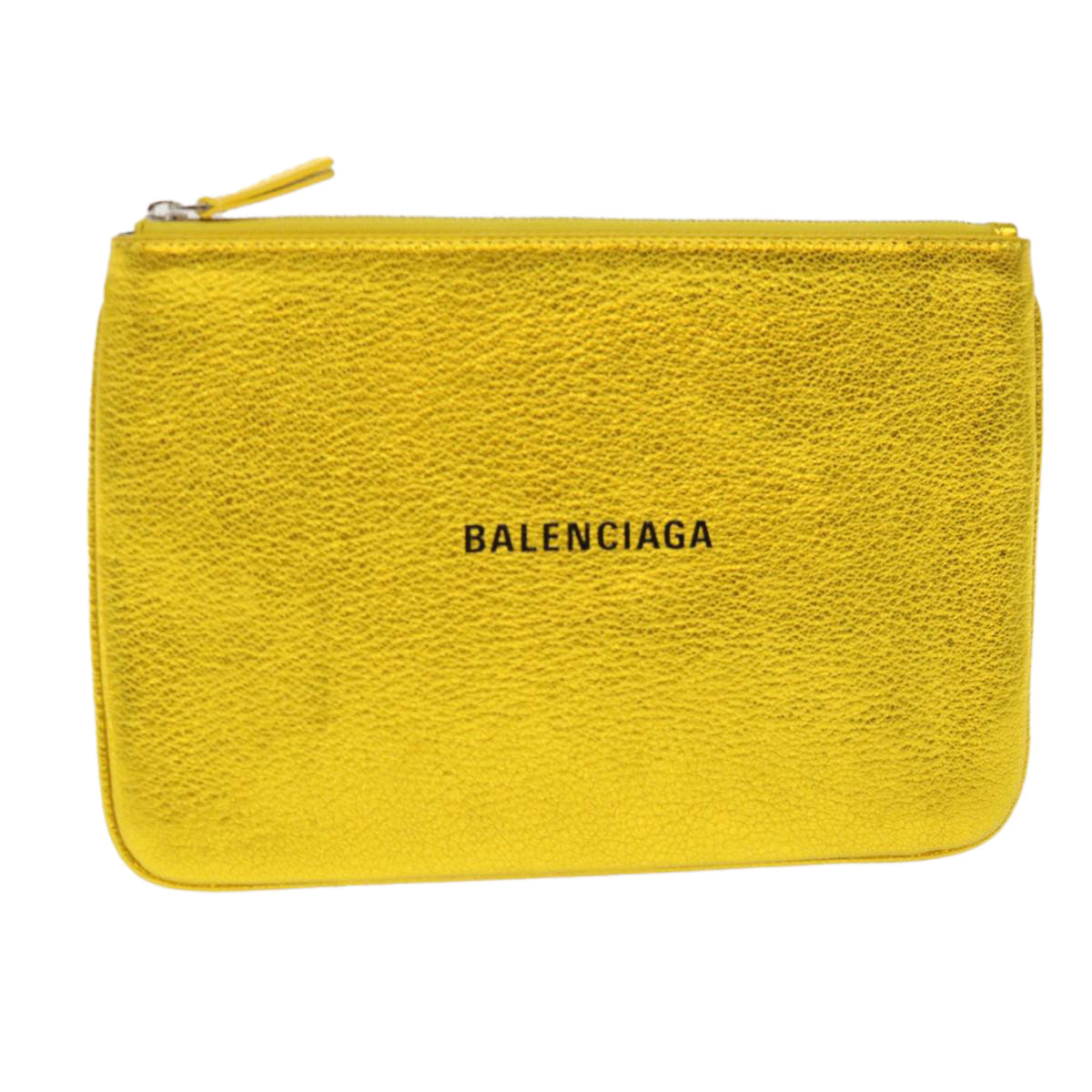 BALENCIAGA Pouch Leather Gold Auth 46667