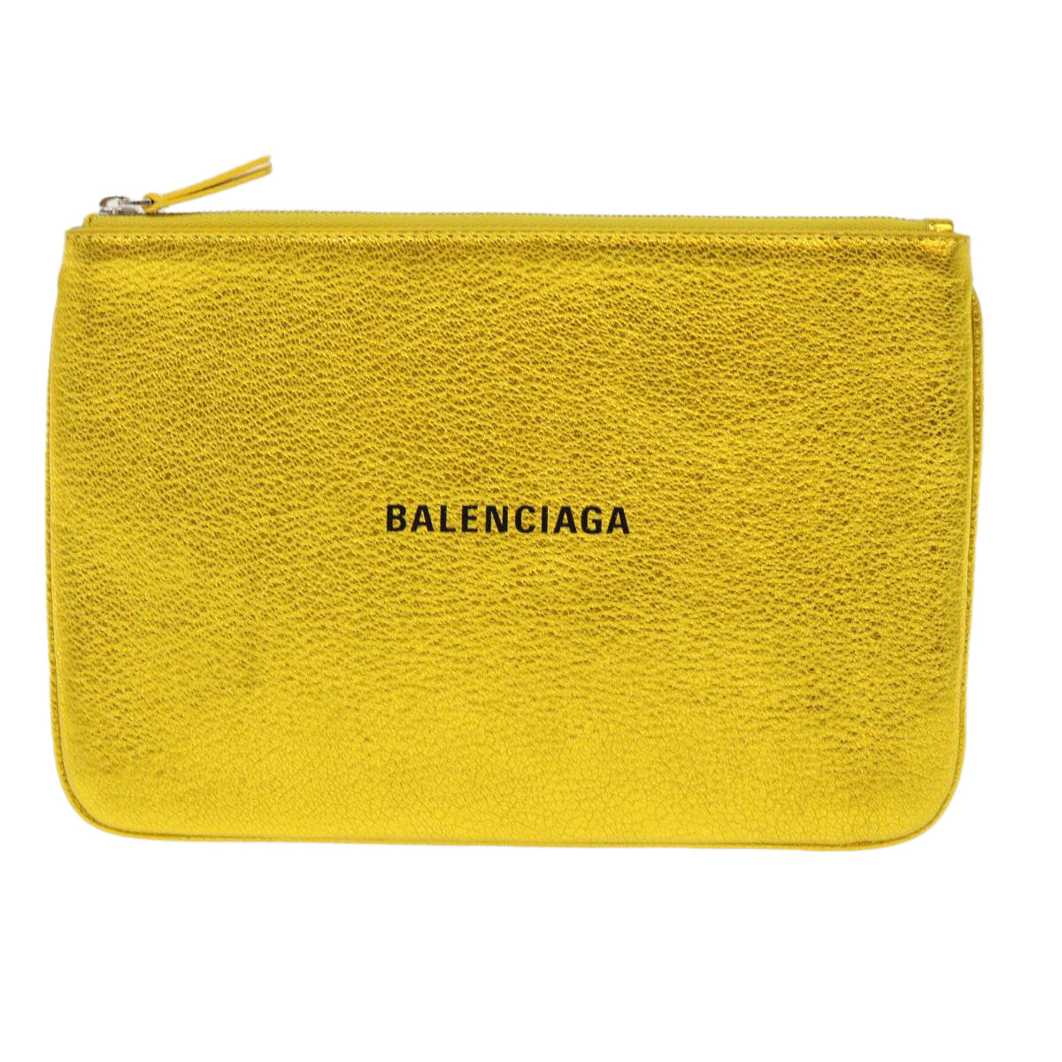 BALENCIAGA Pouch Leather Gold Auth 46667