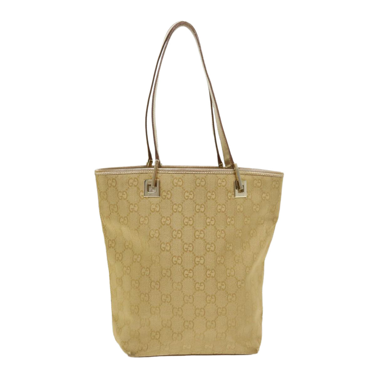 GUCCI GG Canvas Hand Bag Gold 1099 Auth 46670