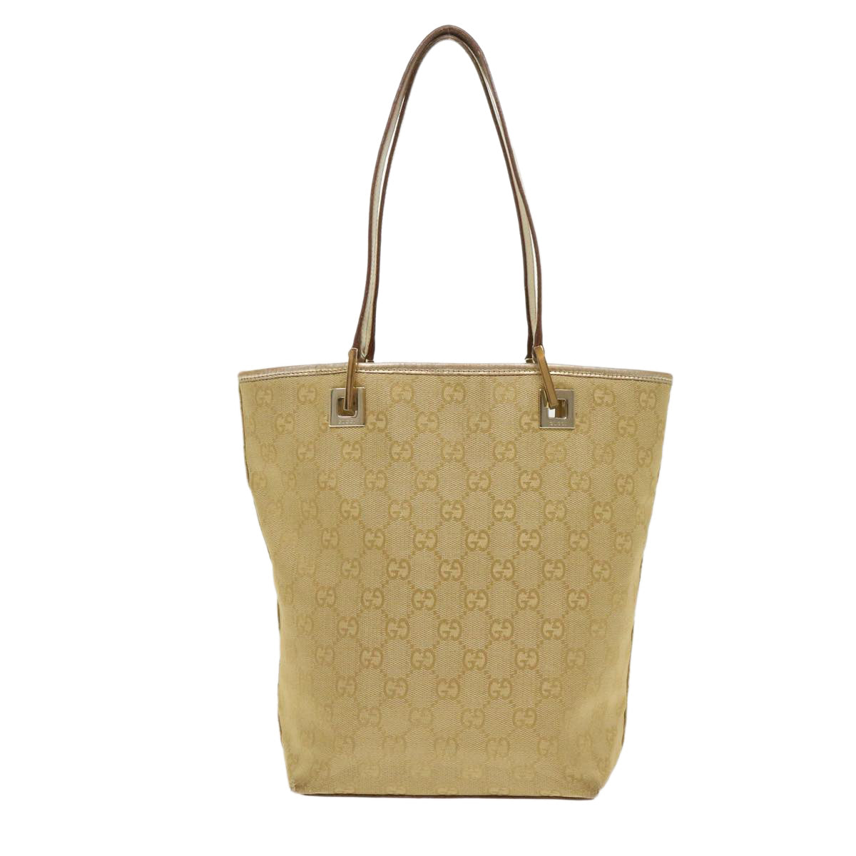 GUCCI GG Canvas Hand Bag Gold 1099 Auth 46670