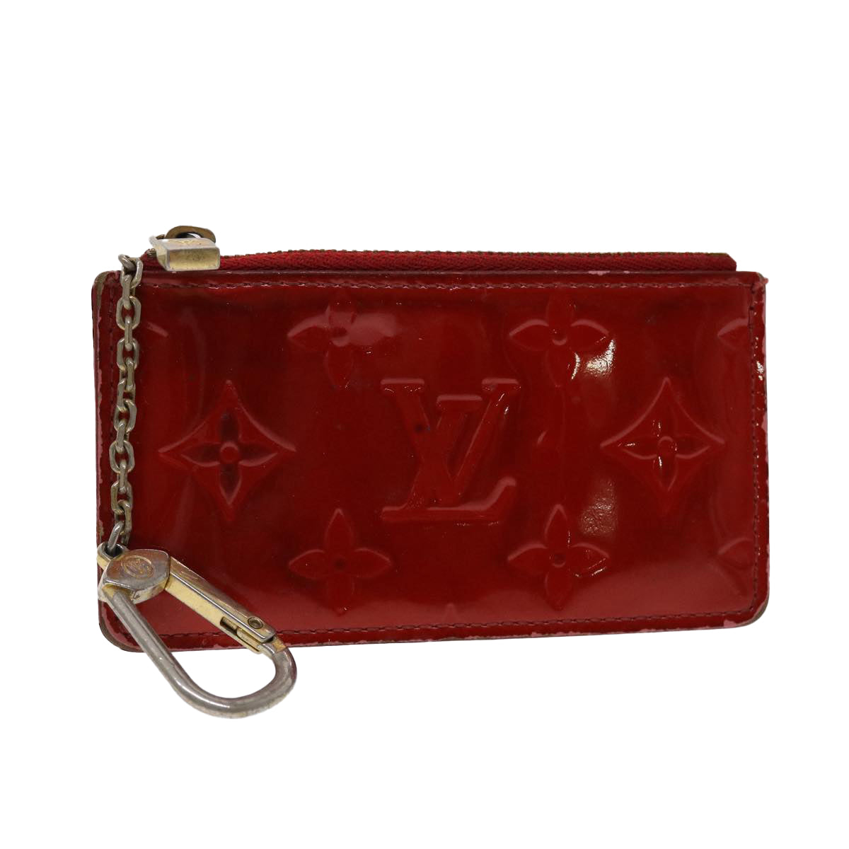 LOUIS VUITTON Monogram Vernis Pochette Cles Coin Purse Red M9144F LV Auth 46872