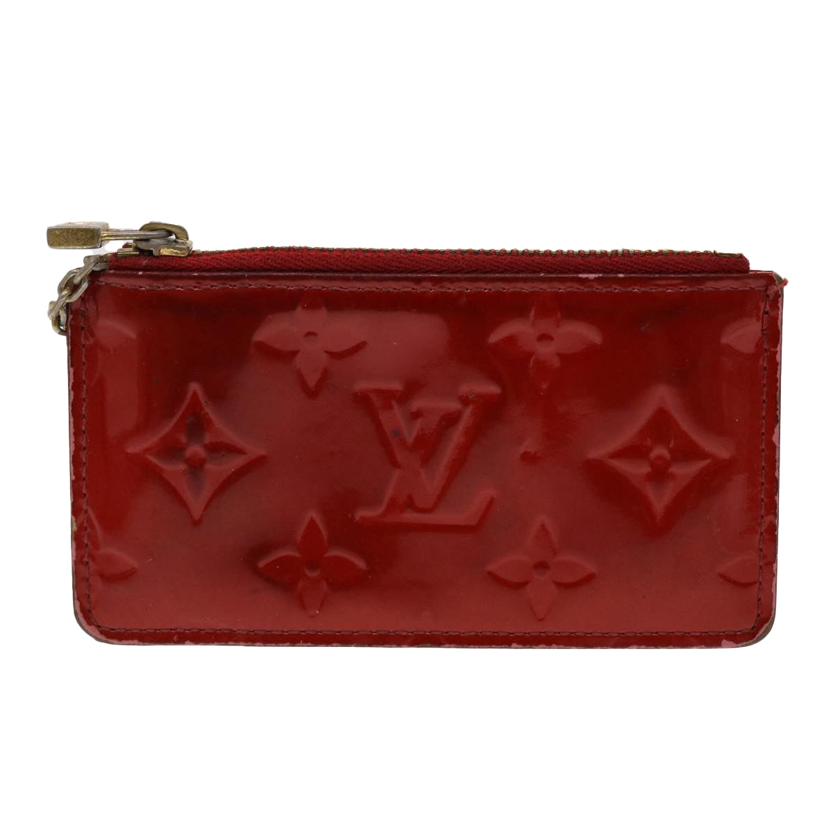 LOUIS VUITTON Monogram Vernis Pochette Cles Coin Purse Red M9144F LV Auth 46872