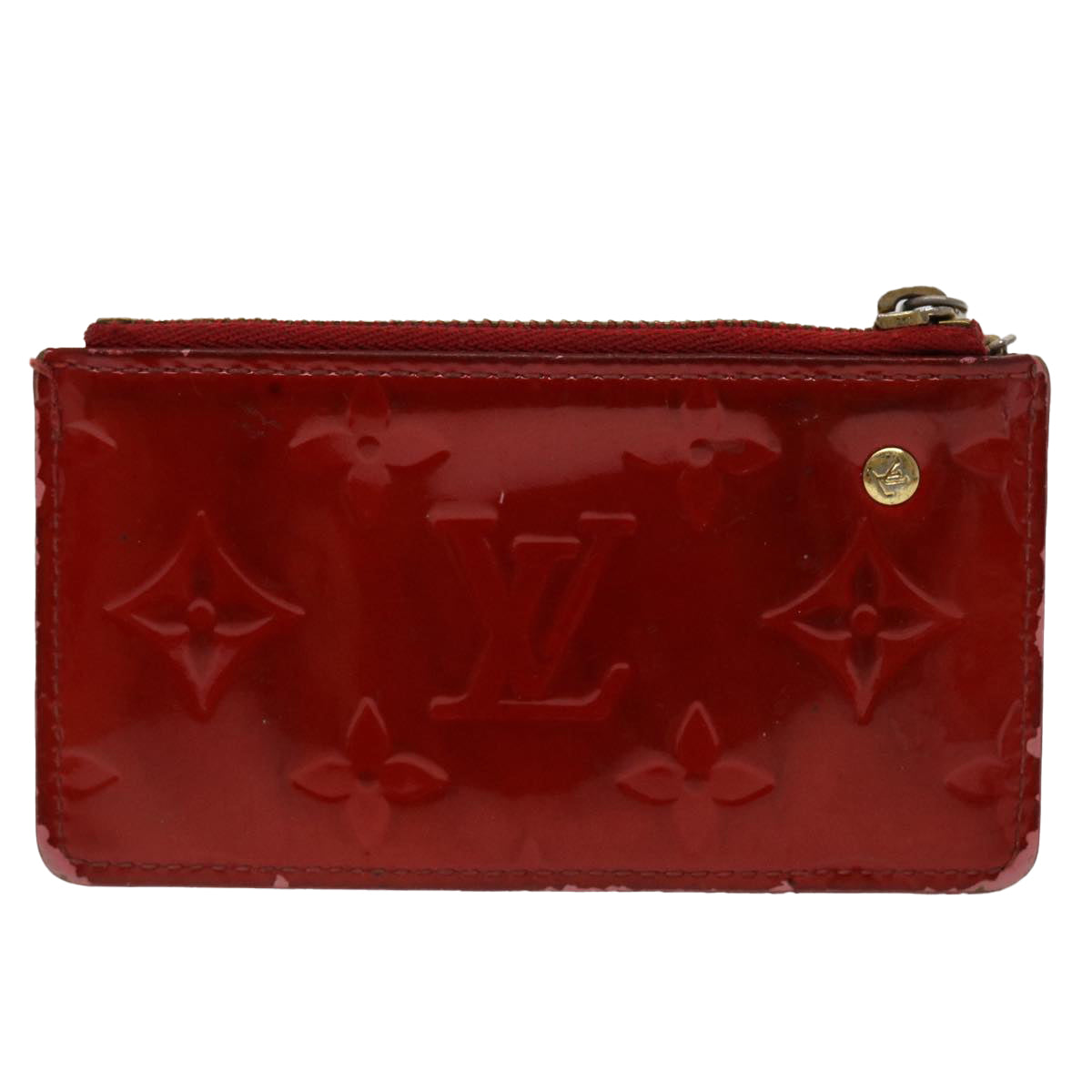 LOUIS VUITTON Monogram Vernis Pochette Cles Coin Purse Red M9144F LV Auth 46872