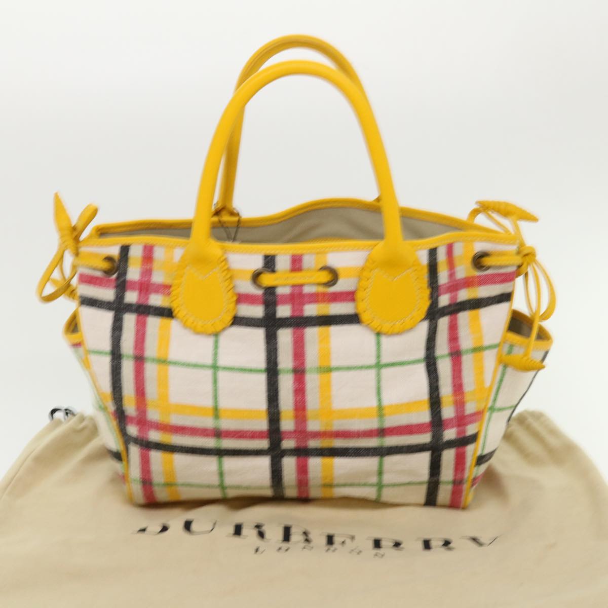 BURBERRY Nova Check Tote Bag Canvas Beige Auth 46962