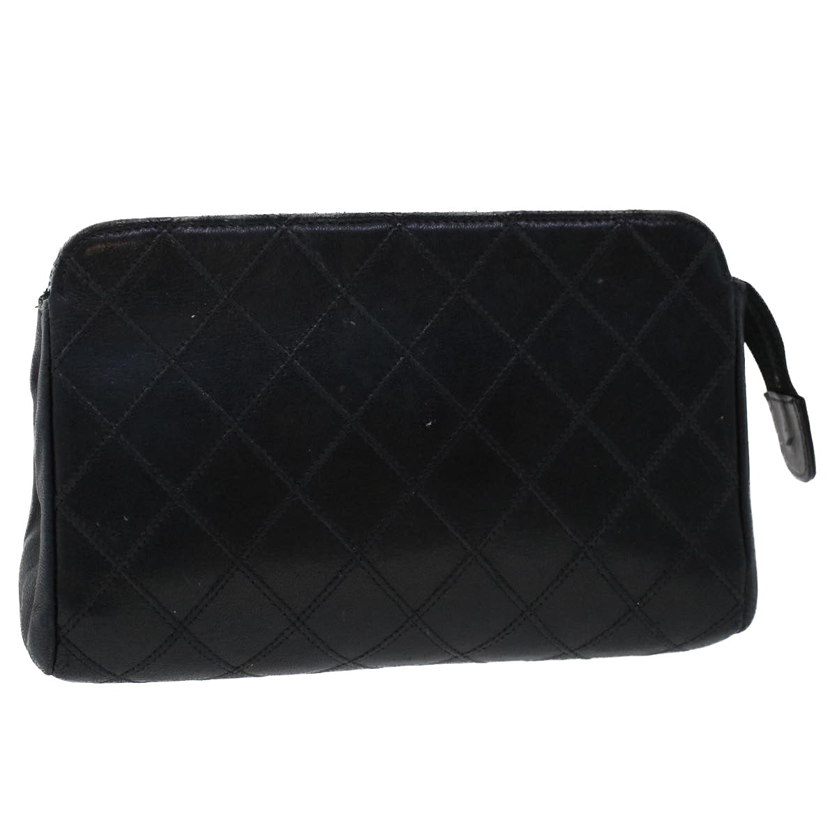 CHANEL Pouch Lamb Skin Black CC Auth 47074