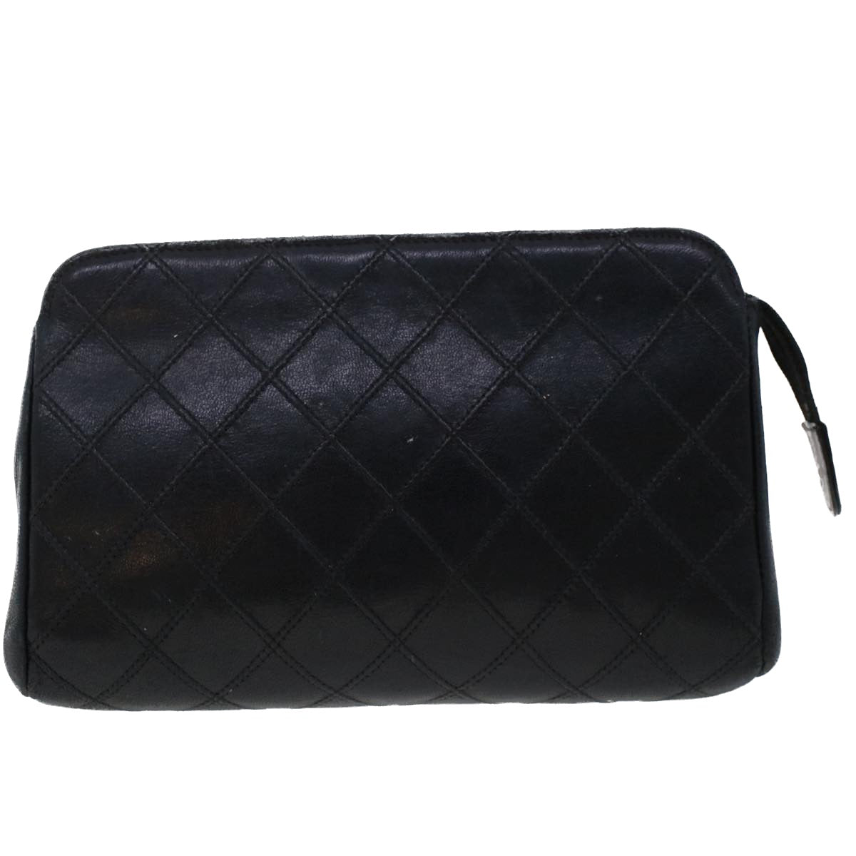 CHANEL Pouch Lamb Skin Black CC Auth 47074