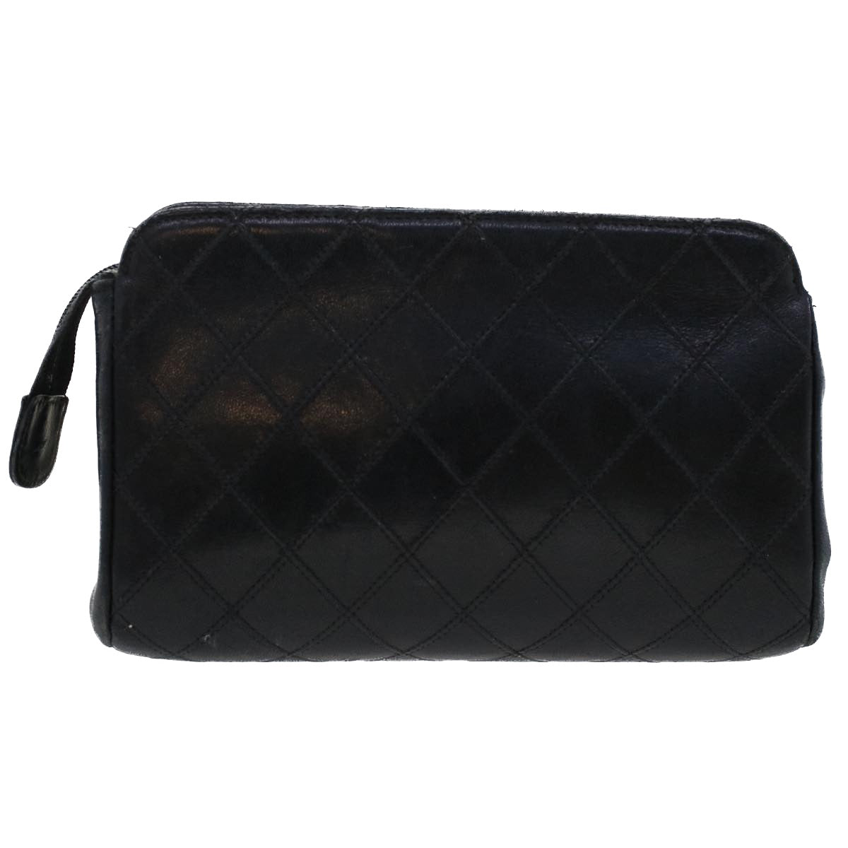 CHANEL Pouch Lamb Skin Black CC Auth 47074