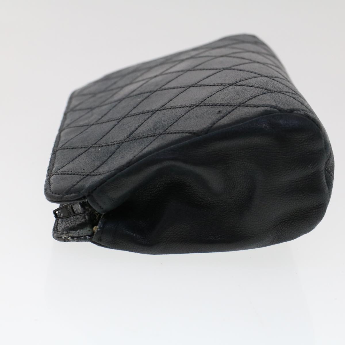 CHANEL Pouch Lamb Skin Black CC Auth 47074