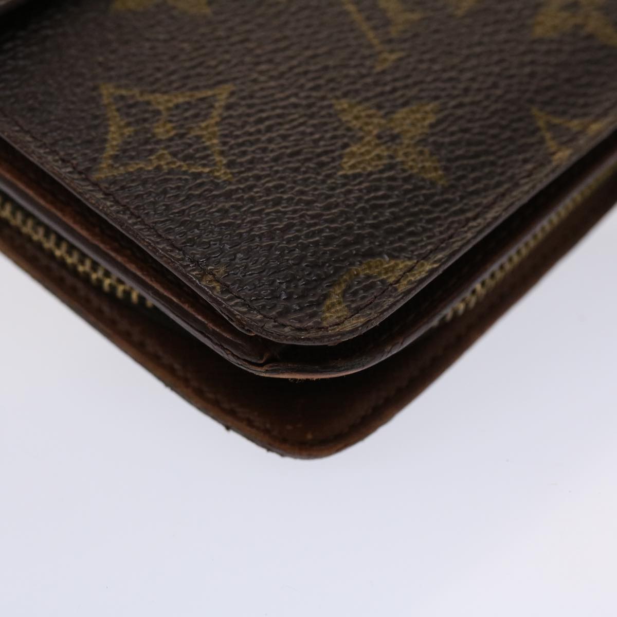 LOUIS VUITTON Monogram Porte Papier Zip Wallet M61207 LV Auth 47124