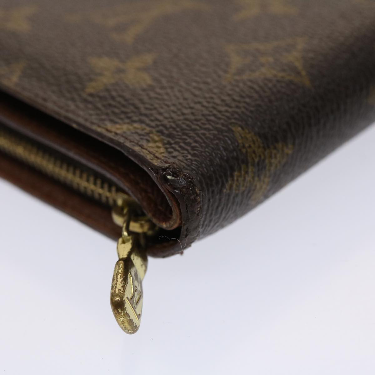 LOUIS VUITTON Monogram Porte Papier Zip Wallet M61207 LV Auth 47124