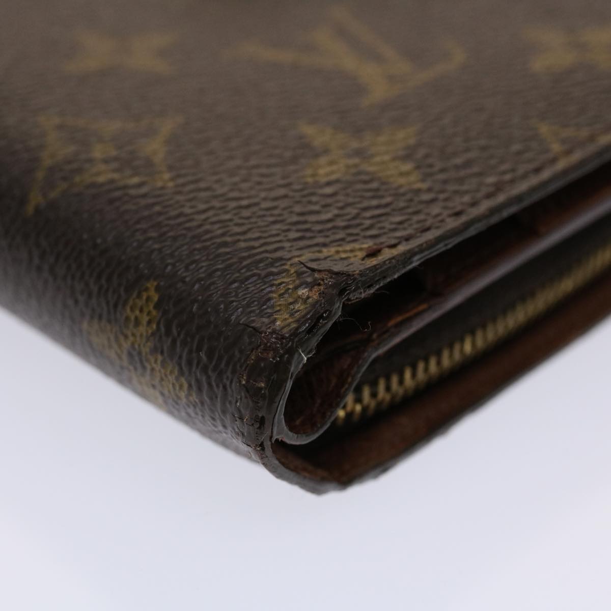 LOUIS VUITTON Monogram Porte Papier Zip Wallet M61207 LV Auth 47124