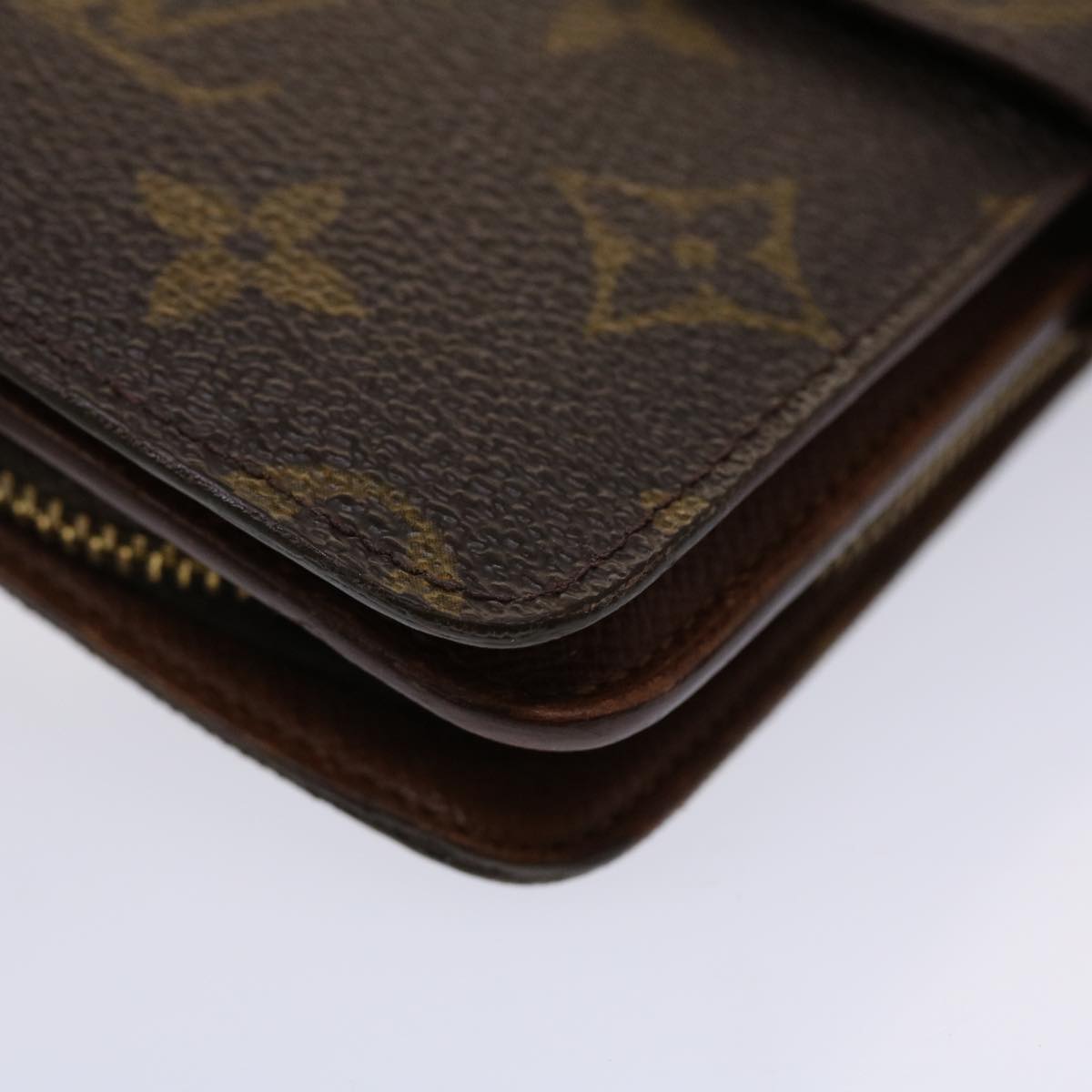 LOUIS VUITTON Monogram Porte Papier Zip Wallet M61207 LV Auth 47124