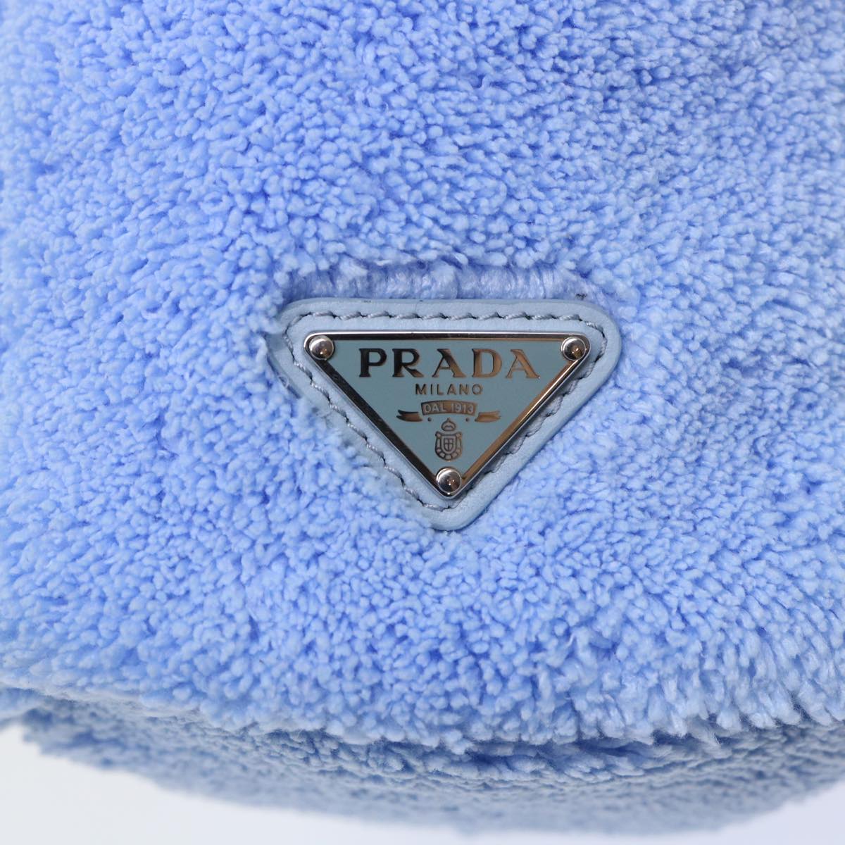 PRADA Terry Hand Bag 2way Light Blue Black Auth 47188SAV