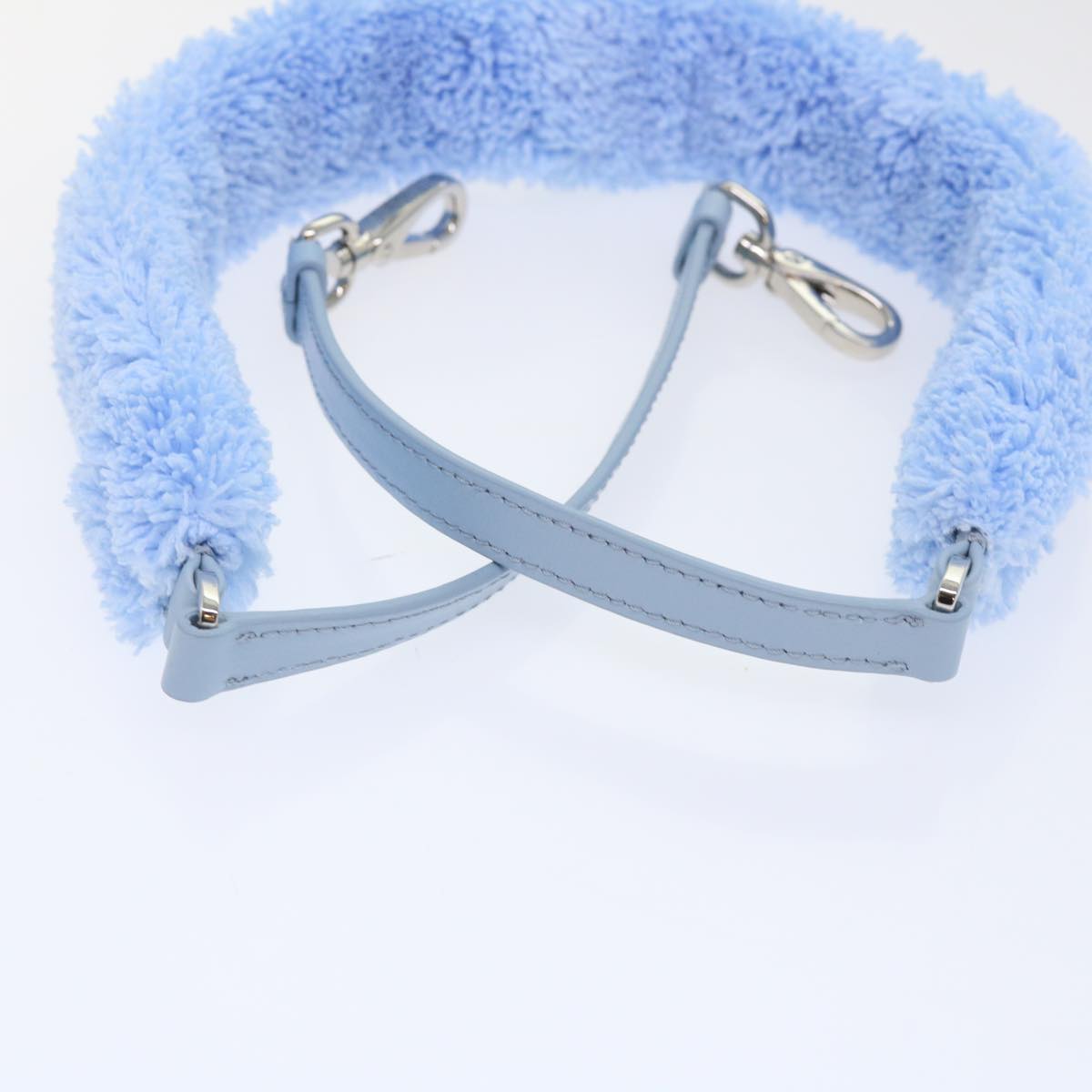 PRADA Terry Hand Bag 2way Light Blue Black Auth 47188SAV