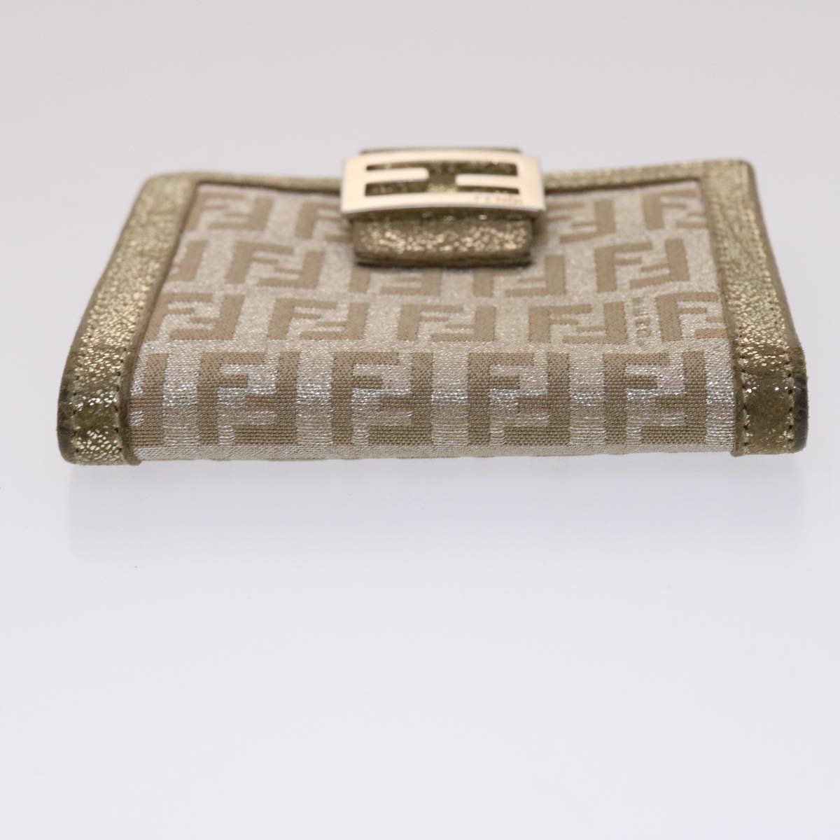 FENDI Zucchino Canvas Wallet Gold Silver Auth 47197