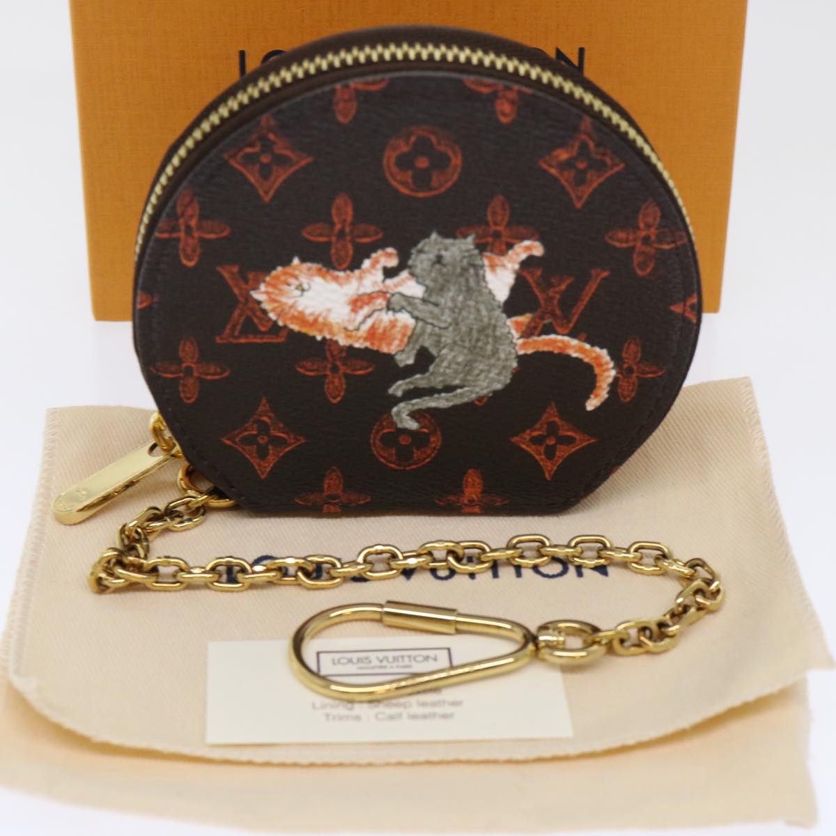 LOUIS VUITTON Catgram Chain Micro Powat Chapeau Coin Purse M63886 LV Auth 47211A