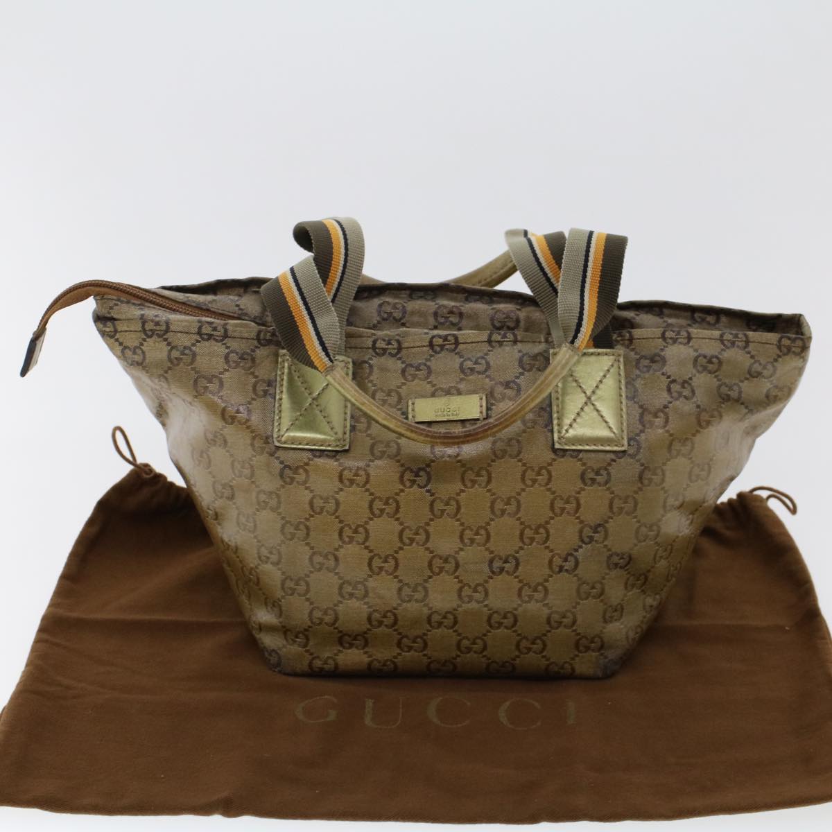 GUCCI GG Canvas Shoulder Bag Beige 131228 Auth 47214