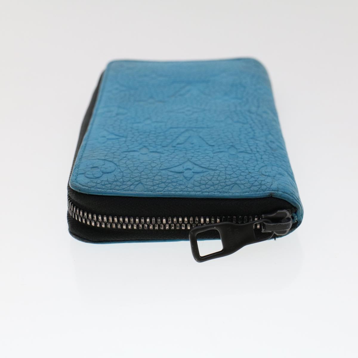 LOUIS VUITTON Monogram Taurillon Zippy Wallet Vertical Blue M69048 LV Auth 47300