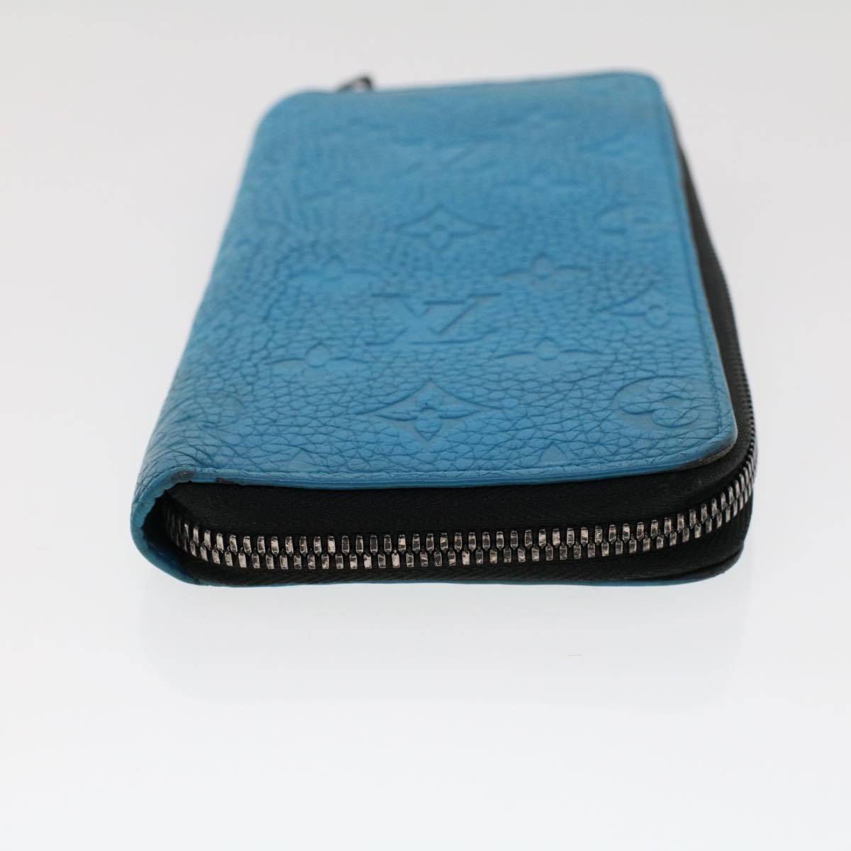 LOUIS VUITTON Monogram Taurillon Zippy Wallet Vertical Blue M69048 LV Auth 47300