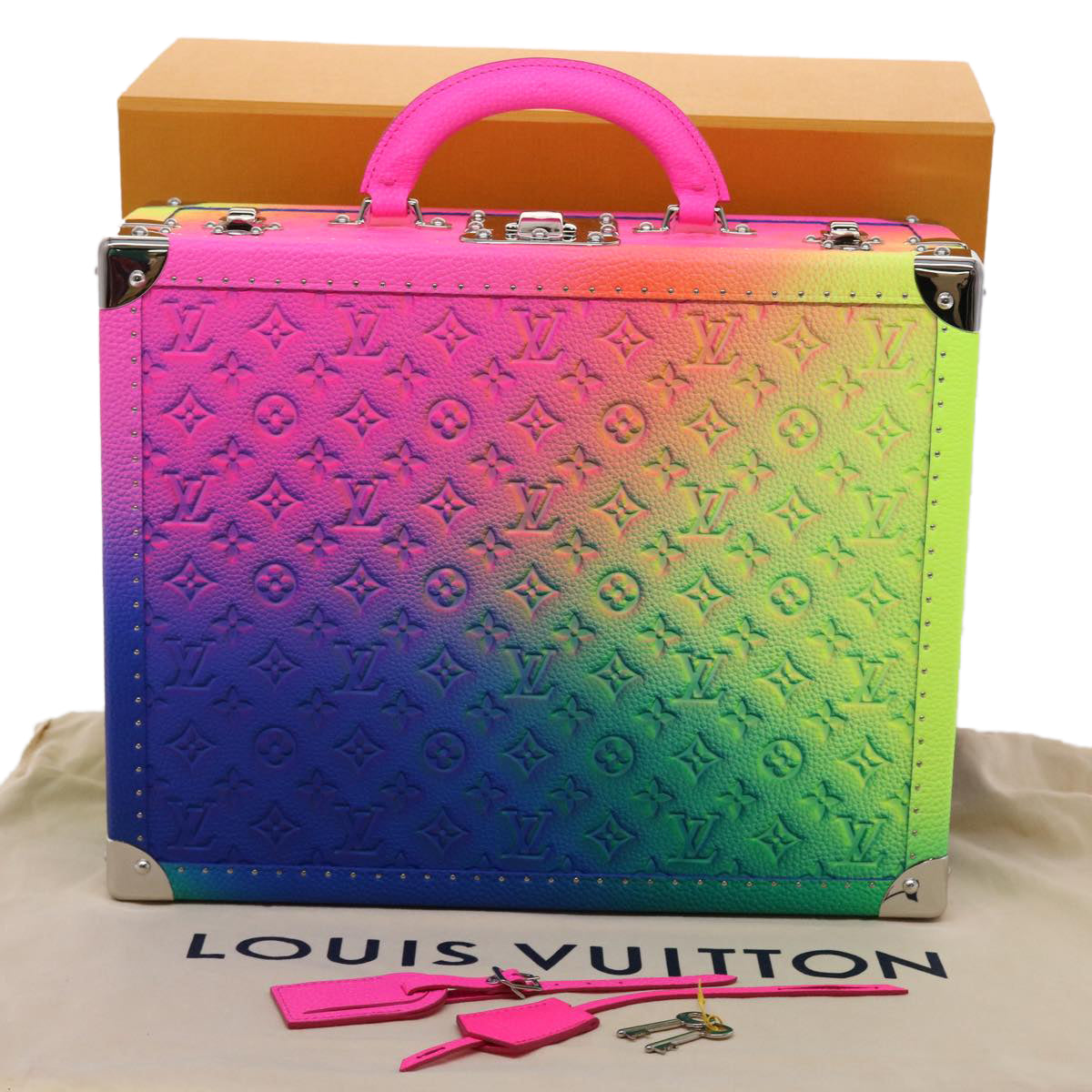 LOUIS VUITTON Monogram Taurillon Illusion Cotteville 40 Trunk M20477 Auth 47402A