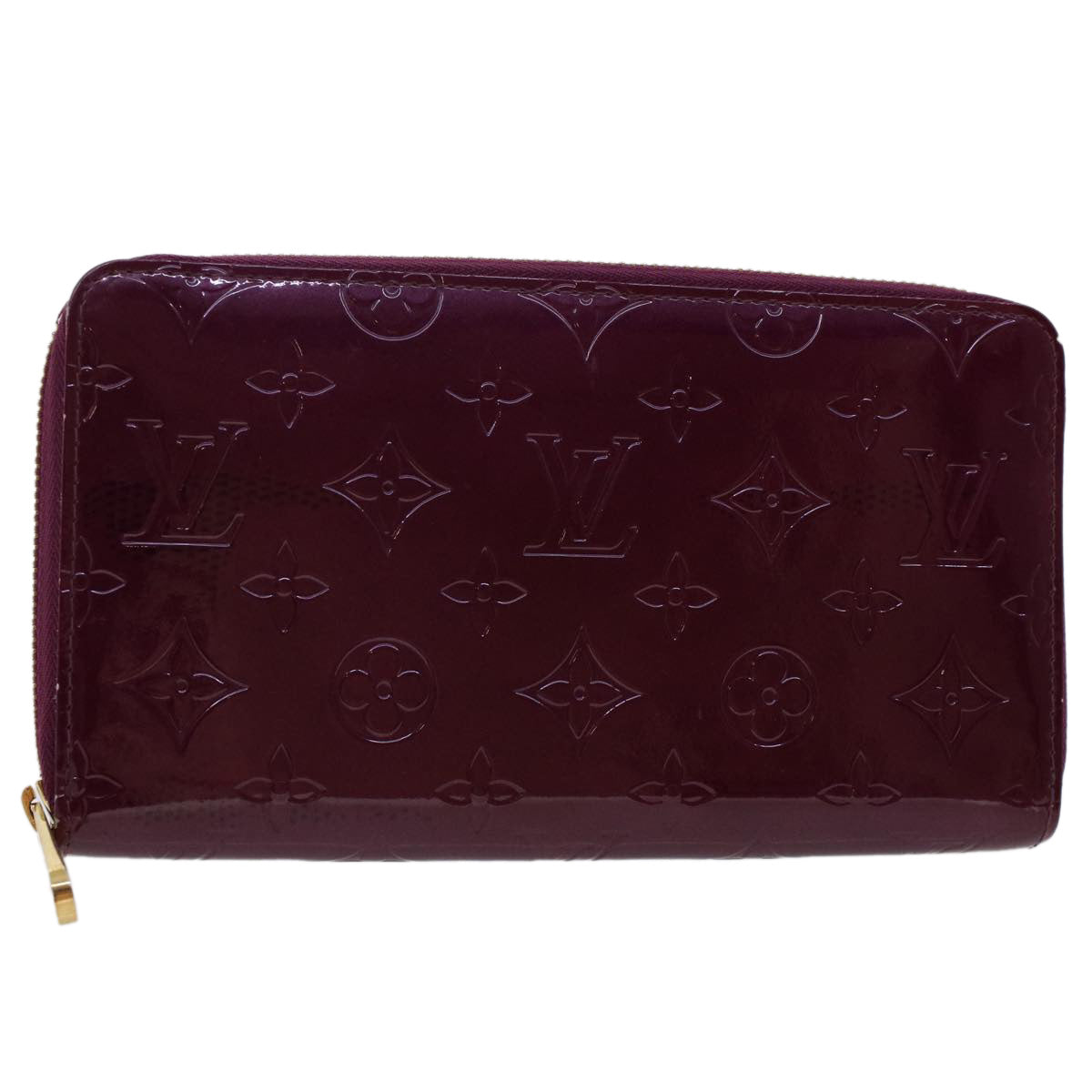 LOUIS VUITTON Monogram Vernis Zippy Wallet Long Wallet Violet M93609 Auth 47410