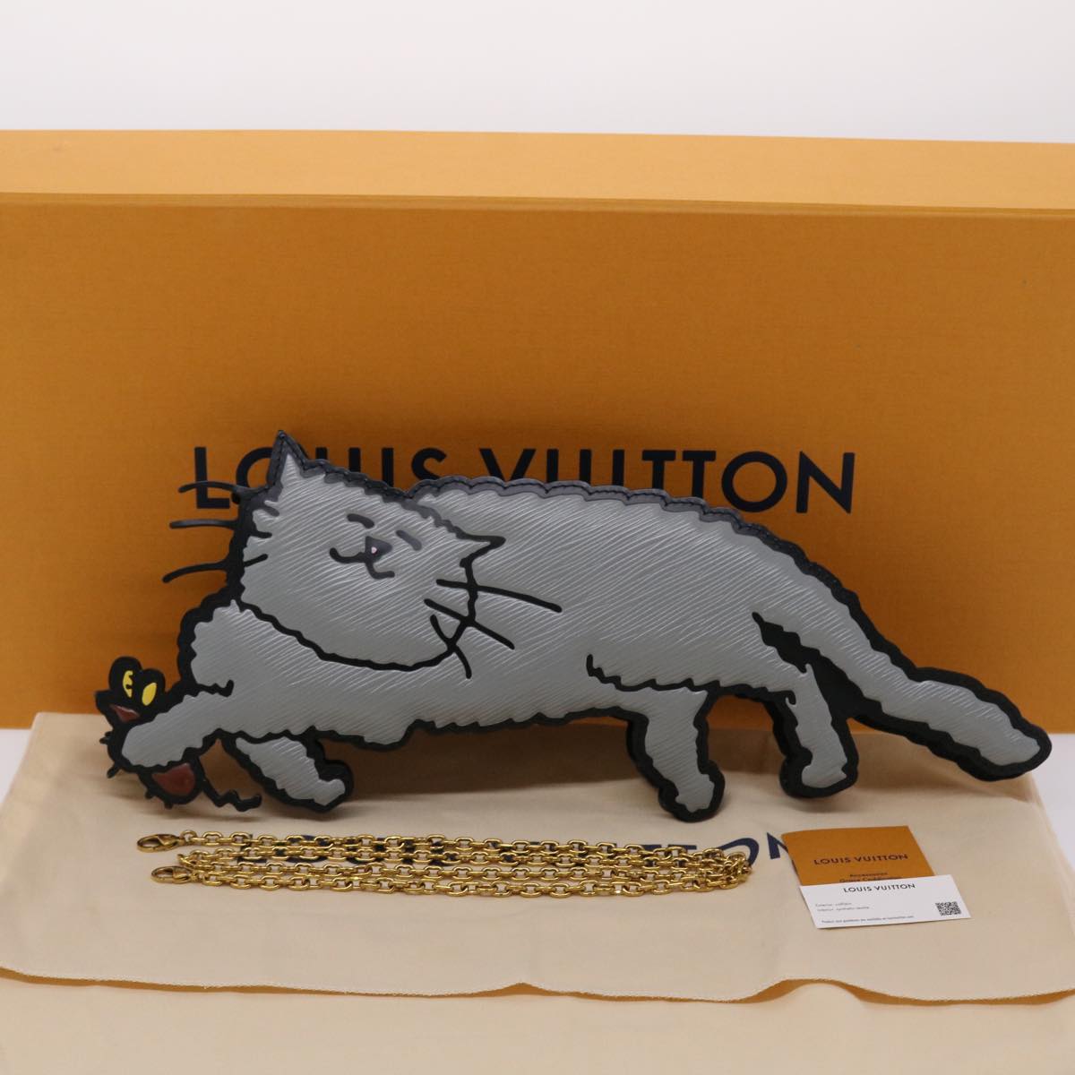 LOUIS VUITTON Catgram Pochette Full Cat Shoulder Bag Gray M53165 LV Auth 47438SM