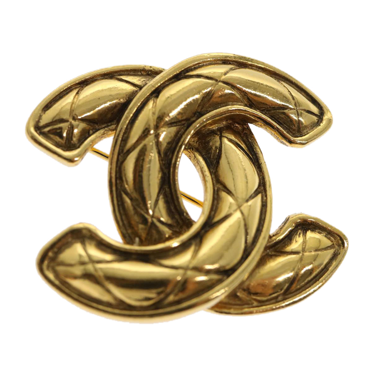 CHANEL Brooch Gold Tone CC Auth 47518