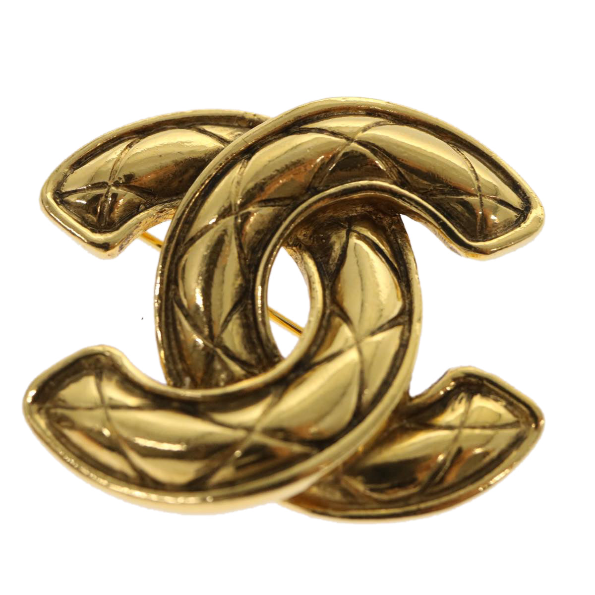 CHANEL Brooch Gold Tone CC Auth 47518