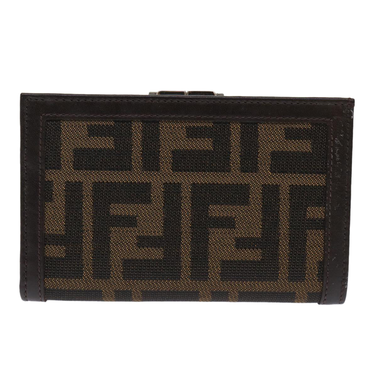 FENDI Zucca Canvas Wallet Black Brown 2251-01692-009 Auth 47535