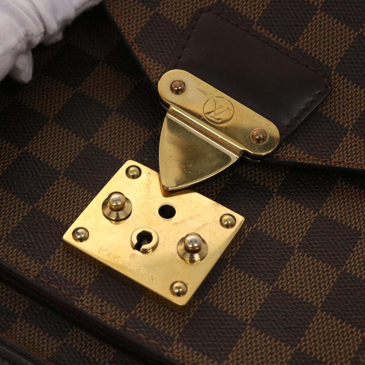 LOUIS VUITTON Damier Ebene Monceau 28 Hand Bag SPO 2way N48088 LV Auth 47539