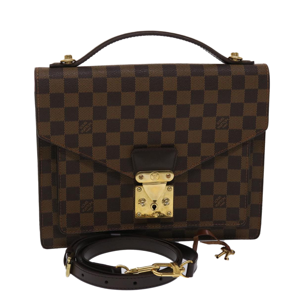 LOUIS VUITTON Damier Ebene Monceau 28 Hand Bag SPO 2way N48088 LV Auth 47539